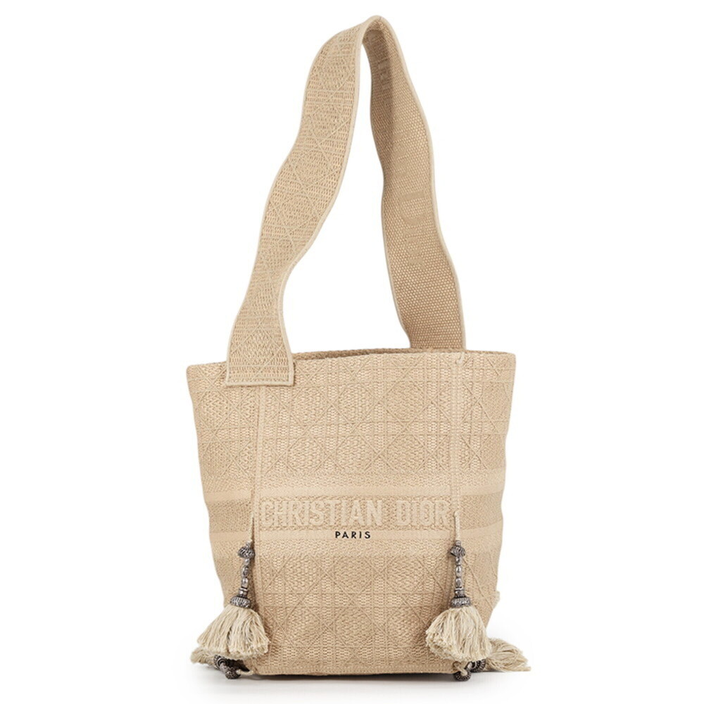 Christian Dior Shoulder Bag D-BUBBLE Tassel Cannage Canvas Handbag for Women